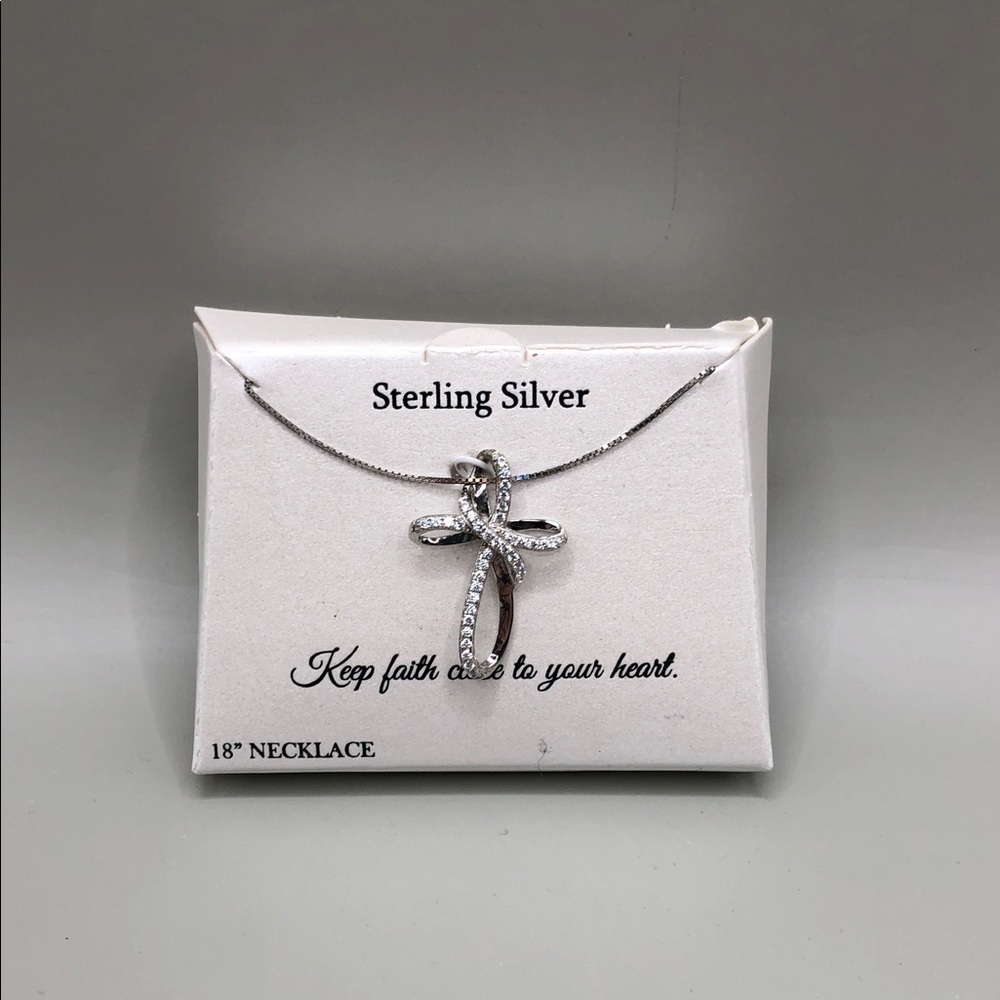 Sterling silver 925 infinity knot cross pendant faith necklace NEW religious.